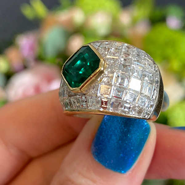 3ct Asscher Cut Vintage Emerald Ring - JEWELBUYS