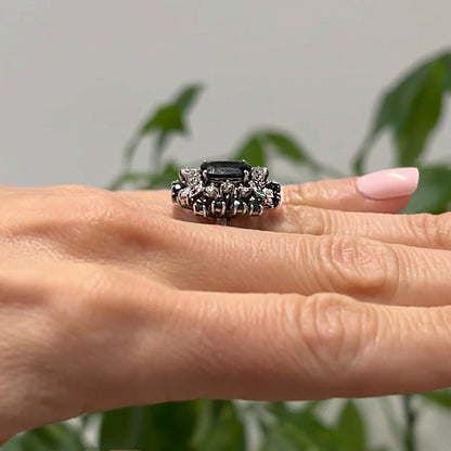 3ct Cushion Cut Black diamond Cocktail Ring - JEWELBUYS