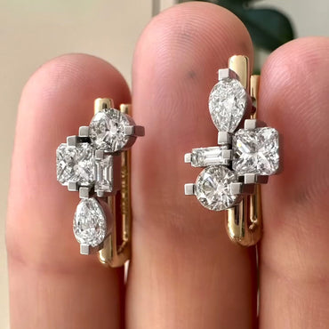 3.5Ctw Multi-cut Four-stone Sapphire Earrings-JEWELBUYS