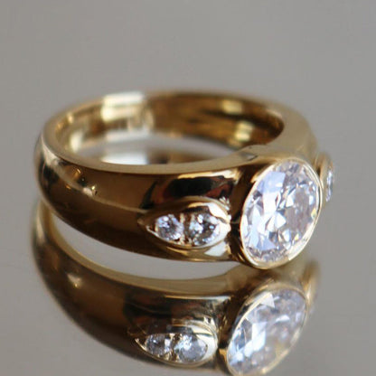 3ct French Vintage Yellow White Sapphire Gold Ring - JEWELBUYS