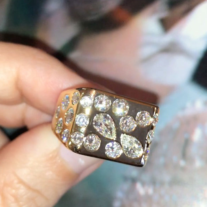 3.0Ctw Exquisite Sapphire Flat-Set Wide Ring-JEWELBUYS