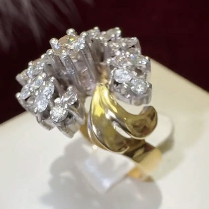 2.0Ctw Round-Cut Sapphire Cluster Cocktail Ring- JEWELBUYS