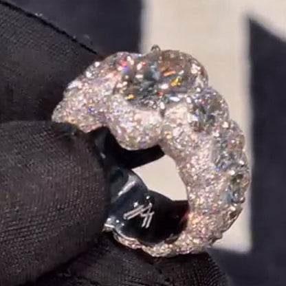8.0Ctw Oval Cut White Sapphire Hip Hop Men's Ring-JEWELBUYS