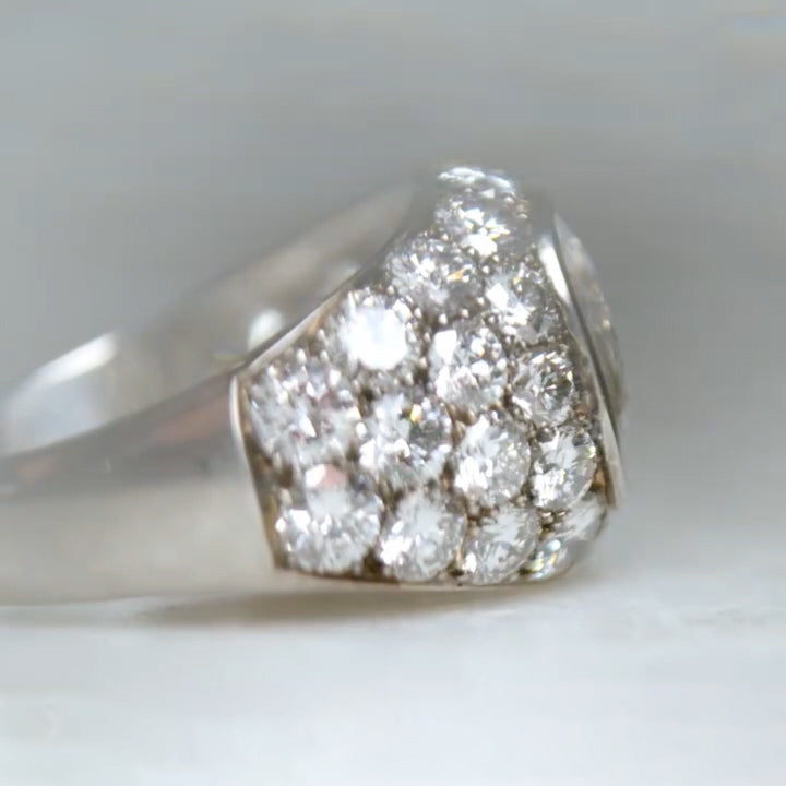3.82Ctw Old Mine Style Cushion-Cut Sapphire Cocktail Ring-JEWELBUYS