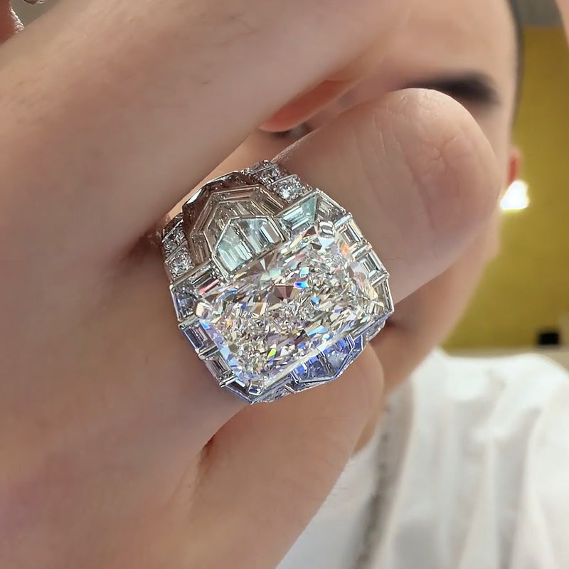 8.23Ctw Luxury Redeemer Cut Full-Set Men's Sapphire Engagement Ring-JEWELBUYS