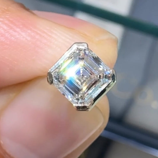 2.0Ctw Square Ascher Cut Simple Style Sapphire Stud Earrings-JEWELBUYS