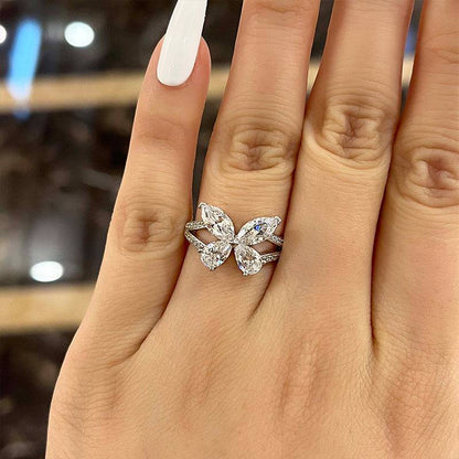 2.0ctw Sterling Silver Promise Butterfly Design Ring - JEWELBUYS