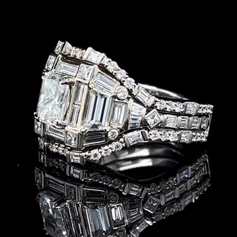 8.0ctw Multi-Cut Deluxe Pave Fine Gemstone Ring -JEWELBUYS