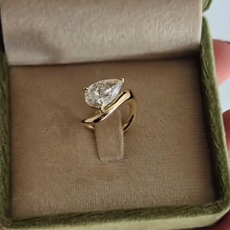 3.0Ct Pear Cut White Sapphire Simple Engagement Ring-JEWELBUYS