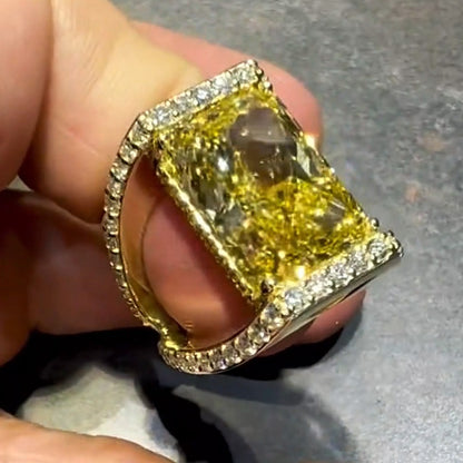 14.5ctw Stunning Yellow Sapphire Art Ring-JEWELBUYS