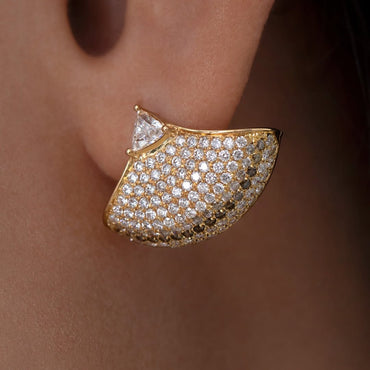 2.2ctw Round Triangle Cut Two-Tone Sapphire Earrings - JEWELBUYS