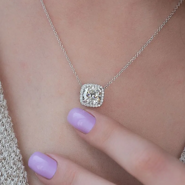 3ct Cushion Cut White Sapphire Cube Necklace-JEWELBUYS