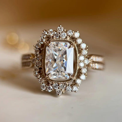 4.5Ctw Radiant Cut Vintage Style Queen Engagement Ring-JEWELBUYS