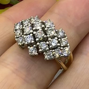 1.56Ctw Round Cut White Sapphire Cluster Split Shank Ring-JEWELBUYS