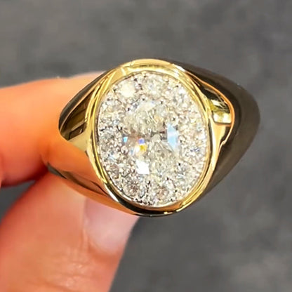 Vintage 4ct Oval Cut White Sapphire Wide Band Women's Engagement Ring in Gold-JEWELBUYS