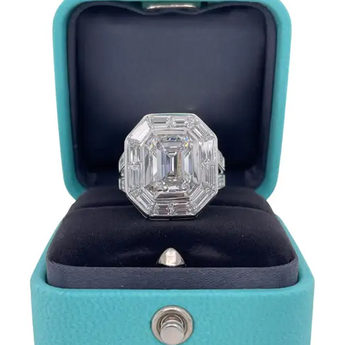 4.06ct Emerald Cut White Sapphire Engagement Ring-JEWELBUYS