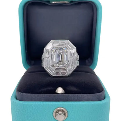 4.06ct Emerald Cut White Sapphire Engagement Ring-JEWELBUYS