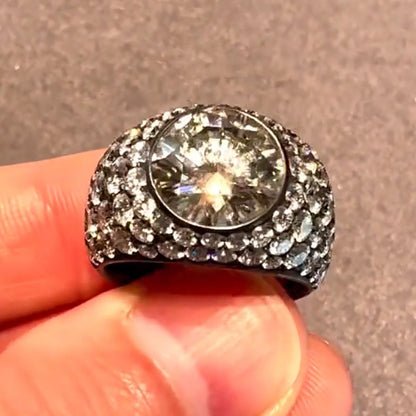 7.4Ctw Round Setting Bezel Setting Sparkling Engagement Ring-JEWELBUYS