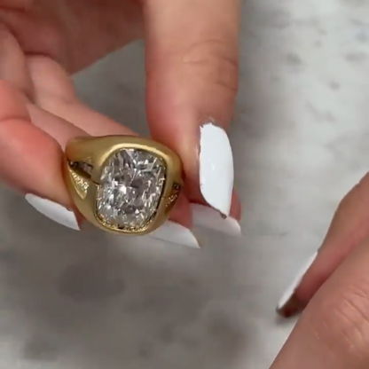 Stylish 5ct Cushion Cut White Sapphire Women's Engagement Ring in Gold-JEWELBUYS