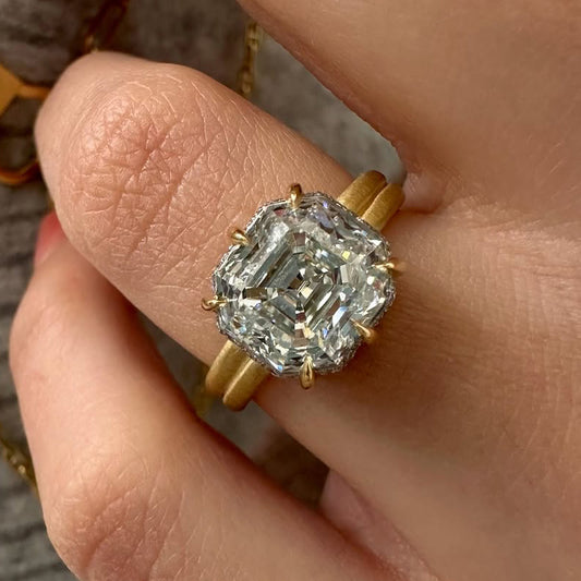 Seductive 3.5ct Asscher Cut White Sapphire Vintage Style Engagement Ring-JEWELBUYS