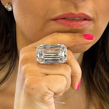17.5Ct Emerald-Cut Giant Sapphire Engagement Ring-JEWELBUYS