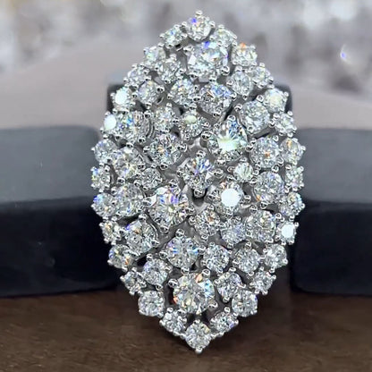 5.0ctw Cluster Cocktail Party White Sapphire Ring -JEWELBUYS