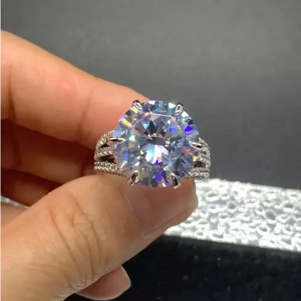 12ct Round Cut White Sapphire New York Custom Engagement Ring-JEWELBUYS