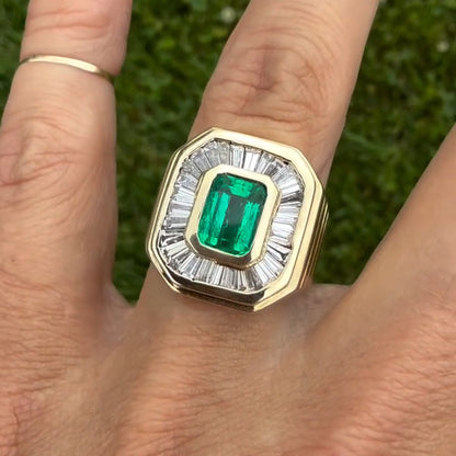 4.0Ctw emeralds and rectangular sapphires ring-JEWELBUYS