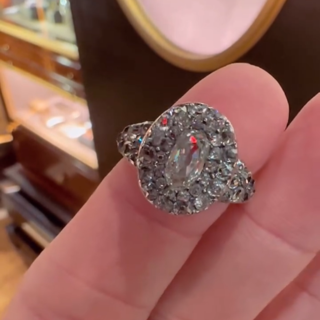 Shiny 3.02ct Oval & Round Cut White Sapphire Women's Engagement Ring in Silver-JEWELBUYS