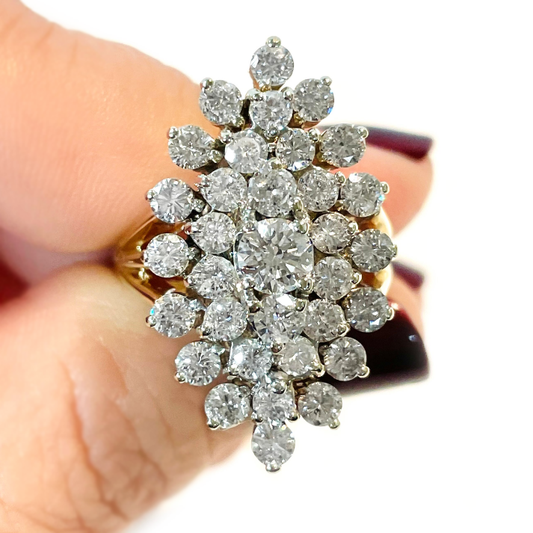 6 ctw Round Cut White Sapphire Cluster Ring -JEWELBUYS