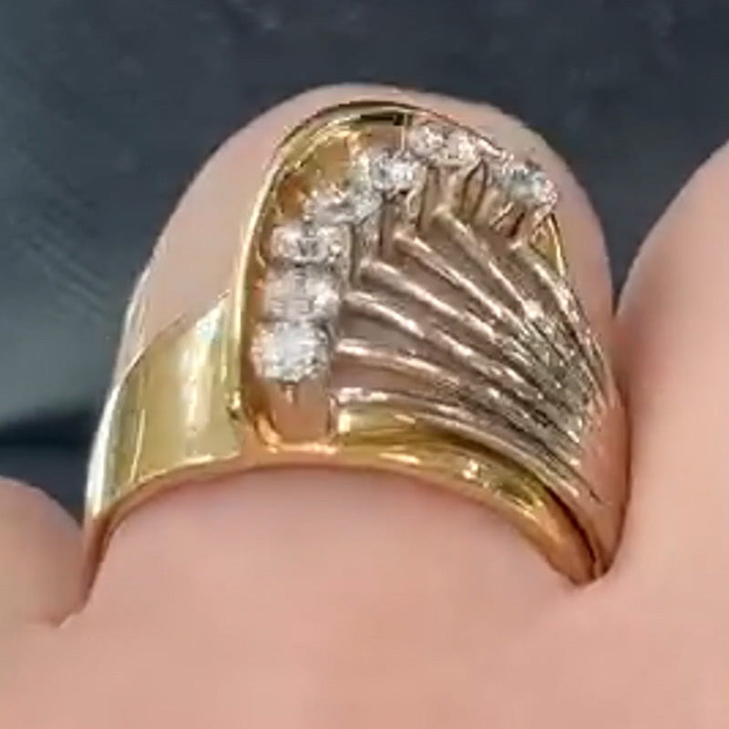 2.0ctw Streamlined Design Seven Sapphire Vintage Ring- JEWELBUYS