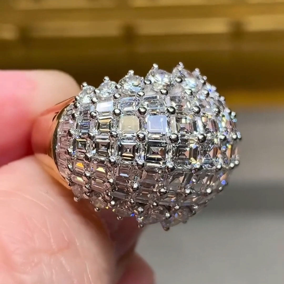 8ctw Baguette Cut White Sapphire Stunning Large Dome Ring-JEWELBUYS