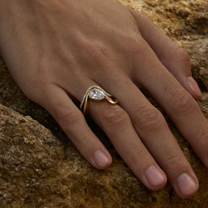 Minimalist 2ct Pear Cut White Sapphire Embrace Engagement Ring-JEWELBUYS