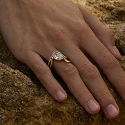 Minimalist 2ct Pear Cut White Sapphire Embrace Engagement Ring-JEWELBUYS