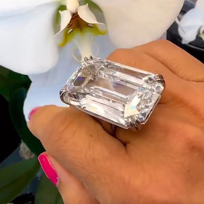 17.5Ct Emerald-Cut Giant Sapphire Engagement Ring-JEWELBUYS