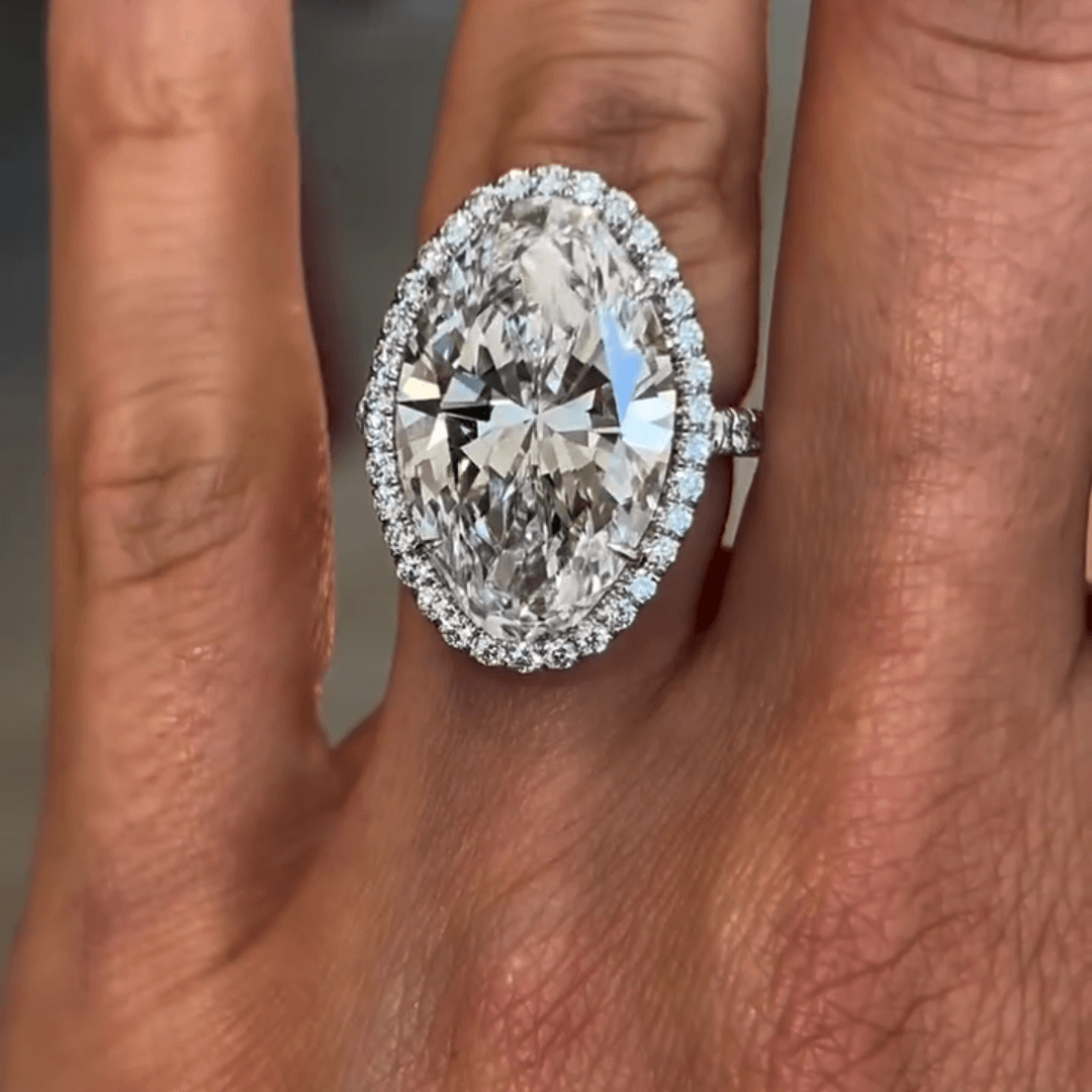 11ct Marquise Cut White Sapphire Micropave Surround Engagement Ring-JEWELBUYS