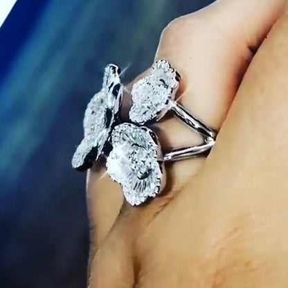 4.39ctw Baguette and Round Sapphire Flower Ring-JEWELBUYS