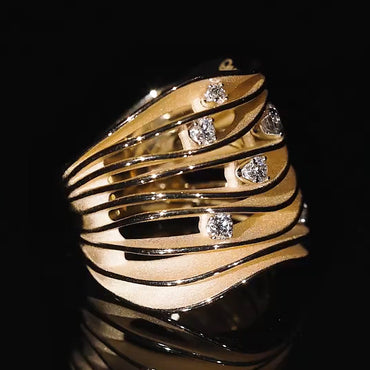 1.0ctw Round Cut White Sapphire Curve Multi Tiered Ring-JEWELBUYS