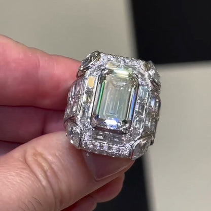 12ctw Emerald Cut Full Diamond Champion Ring -JEWELBUYS