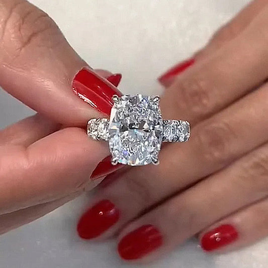 9ct Cushion & Round Cut  White Sapphire Gorgeous Fine Crushed Ice Engagement Ring-JEWELBUYS