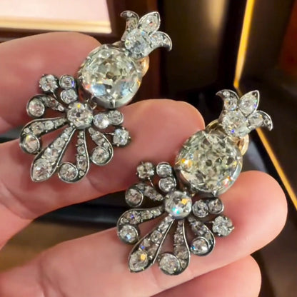 6.0Ctw Vintage Cushion-Cut Retro Sapphire Stud Earrings-JEWELBUYS