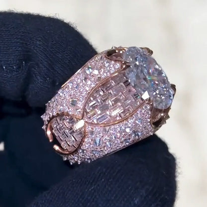 8.0ctw Oval Cut White Sapphire Mosaic Engagement Ring-JEWELBUYS