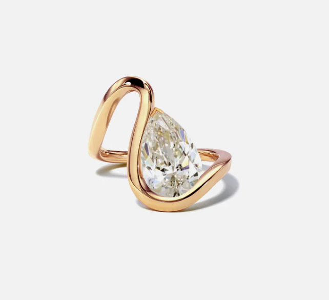 Minimalist 2ct Pear Cut White Sapphire Embrace Engagement Ring-JEWELBUYS