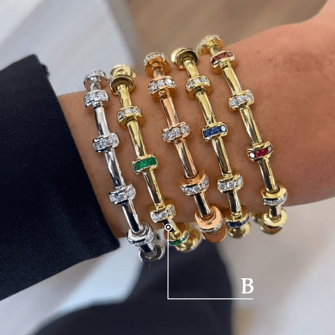 3ct Round Cut Multicolor Art Deco Bangle Bracelet-JEWELBUYS