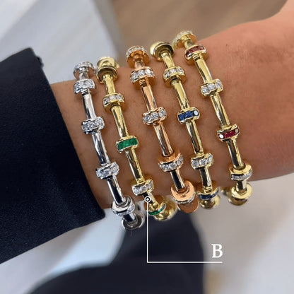 3ct Round Cut Multicolor Art Deco Bangle Bracelet-JEWELBUYS