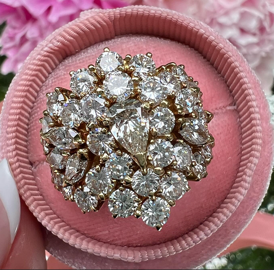 Gorgeous 4 ctw Multi-Cut White Gemstone Cluster Ring -JEWELBUYS