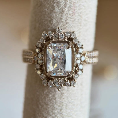 4.5Ctw Radiant Cut Vintage Style Queen Engagement Ring-JEWELBUYS