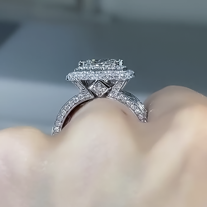 Gorgeous 8 ctw Square Cut White Gemstone Engagement Ring for Men and Women -JEWELBUYS