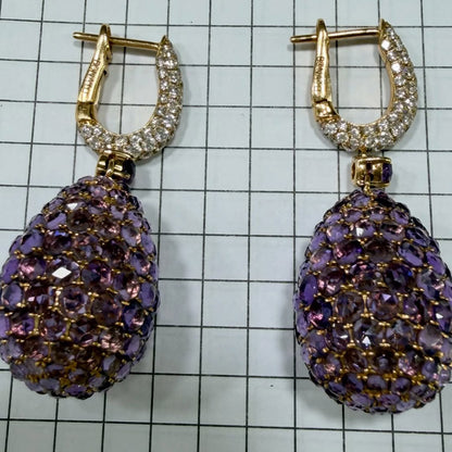 4.0Ctw Amethyst teardrop pendant earrings-JEWELBUYS