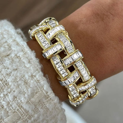 Art Deco 26.3ctw Emerald Cut White Sapphire Bracelet-JEWELBUYS